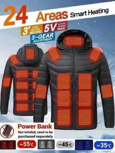 Men's and women's heated jackets, heated cotton coats, 24-zone heating, outdoor jackets, recommended for fishing and skiing trips, ideal gift for outdoor enthusiasts, casual and fashionable style, highly recommended for cold places