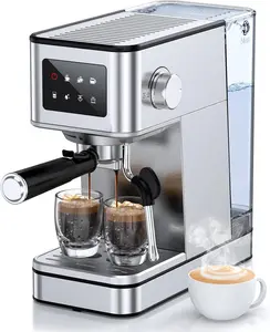 Coffee Machine with Milk Frother 20 Bar Touch Screen Stainless Steel 57.5oz Removable Tank for Cappuccino Latte Silver