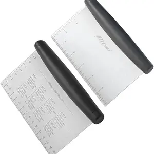 ALLTOP Bench Scraper & Chopper , Stainless Steel Dough Cutter Tool for Baking, Cake, Pizza & Bread | Essential Kitchen Utensil (1 Pack, Black)