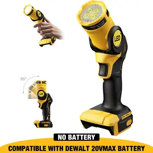 Cordless LED Work Light for De-Walt 20V Battery, Two Levels Adjustable Up to 800 Lumens with Low Voltage Protection, 90 Degree Rotating Wide-angle Lighting for Workshop, Camping, Outdoor