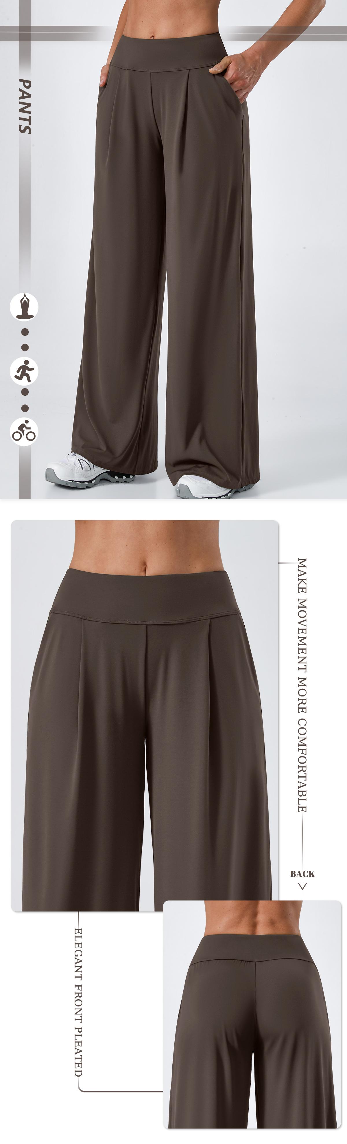 TIMEOFF Women's High Waist Wide Leg Pants, Buttery Soft Stretchy Fabric Workout Clothing with Pockets for Yoga and Casual Wear