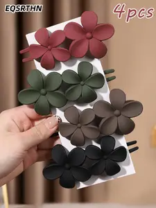 4Pcs Large Matte Flower Hair Clips for Thick Hair • Non-Slip Floral Claw Clips for Women • Aesthetic Hair Accessories for Soft Girl Look • Strong Hold Headwear for Daily Styling • Perfect Gift for Her