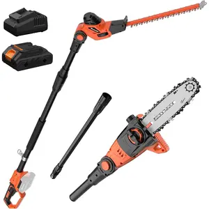 8 Inch Pole  and 18 Inch Pole Hedge Trimmer, 2-in-1 Cordless Pole Saws for Tree Trimming, 15- MAX Reach, 16ft/s Speed, 20V Pole  with 2.0Ah  & Charger