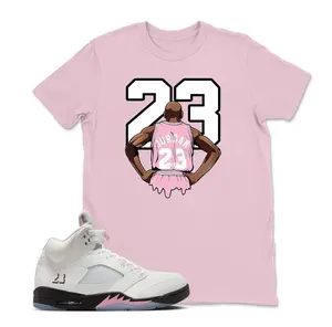 AJ5 Soft Pink Match Shirt, MJ Number 23 Graphic Tee, 90s HipHop Tee, Gift For Women and Men, Unisex T-Shirt, Cozy Gift