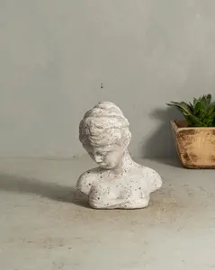 Vintage Concrete Woman Head Bust – Textured Sculpture Home Decor