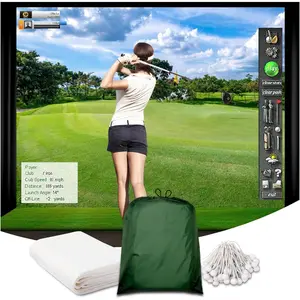 Golf Simulator Impact Screen,  Triple Layer   Projector Screen with  Visuals, Indoor Practice Screen for Enclosure and Net, Hitting Screen with Grommets & Bungee Cords