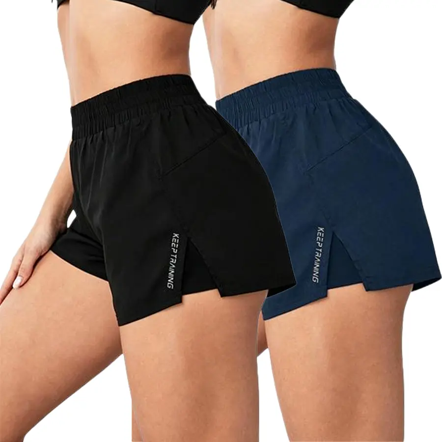 Women’s non-double-layer fitness shorts with pockets — loose-fit running and workout shorts suitable for sports and training | Machine-washable stretchy athletic shorts, no see-through material