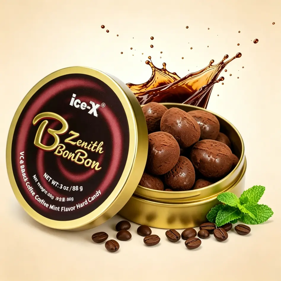 ice-X VC  Coffee Mint Throat Soothing Candy - Rich in Vitamin C, Energy Boosting Fresh breath- Perfect for Office, Road Trips, Workouts hard candy individually wrapped| Gluten-free, Aspartame free（100g）