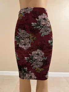 FLOWER DESIGN SHORT SKIRT - Maroon Color with Floral Pattern Skirt