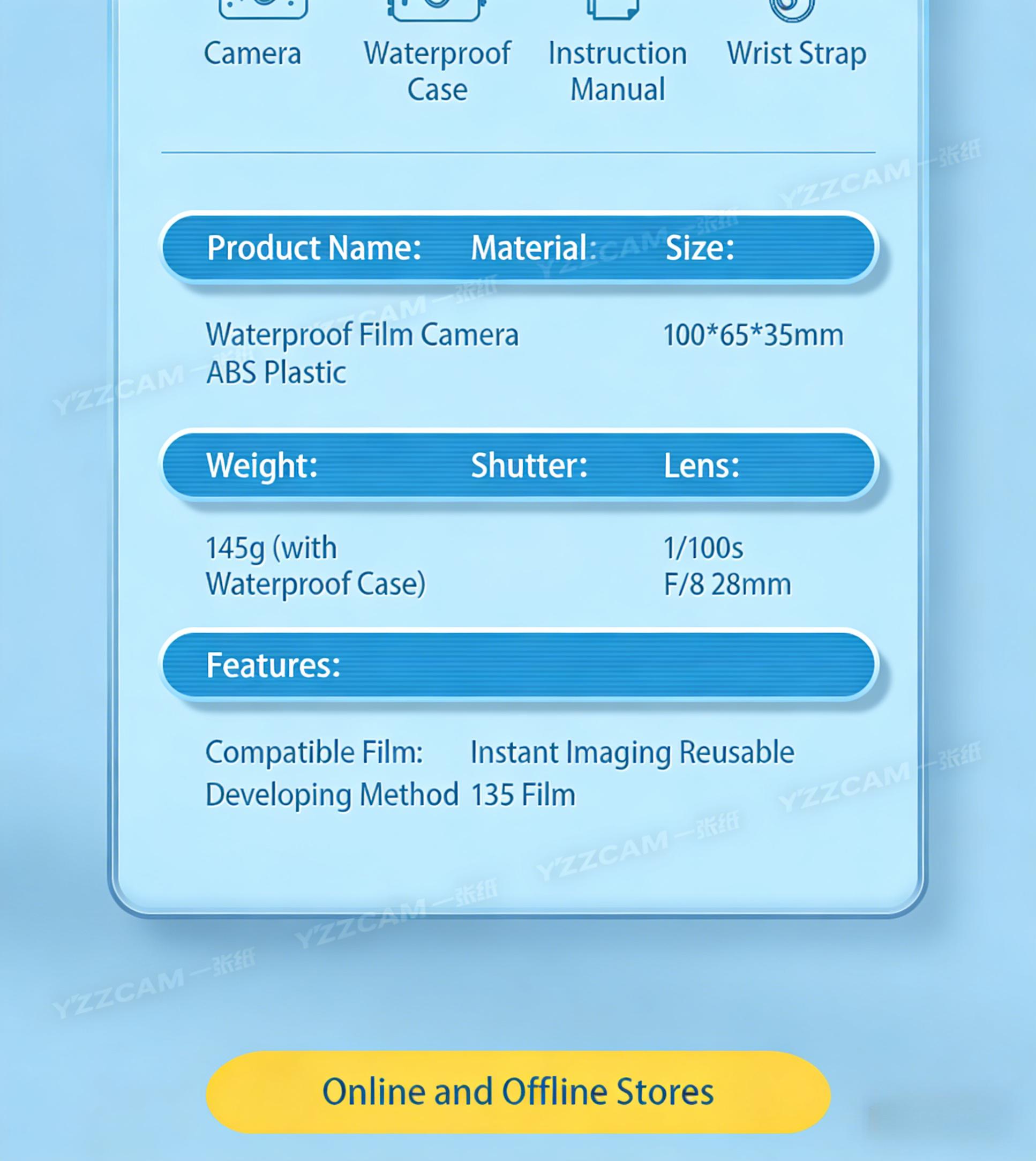 Film Camera: Point-and-Shoot Mini Retro Film Camera, Waterproof, Non-Instant, Creative Gift for Students and Instagram