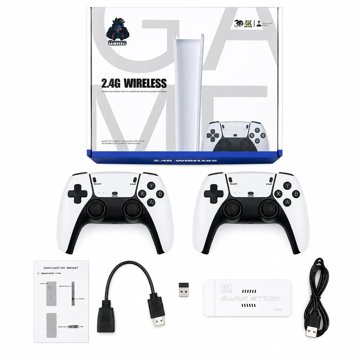JIGGS Retro Gaming Console for TV, Classic Wireless Game System, Plug & Play Home Entertainment Device, Built-in Classic Games, Dual Wireless Controllers, Gaming Gift for Kids & Adults