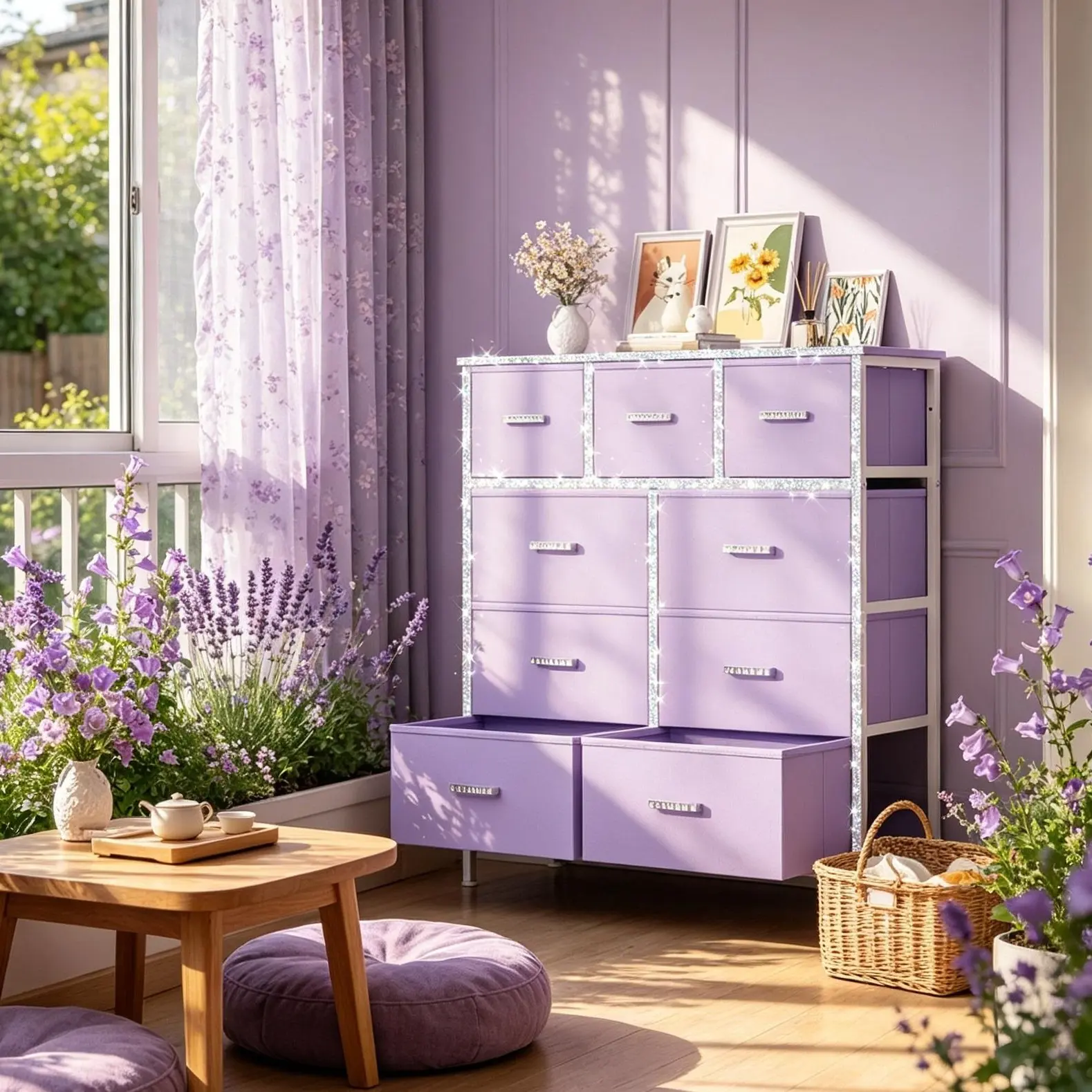 【Purple!!】Mr IRONSTONE Dresser with 9 Drawers, Pink Dresser for Bedroom Drawer Organizer Storage Drawers, Fabric Storage Tower with 9 Drawers, Chest of Drawers with Steel Frame, Wood Top for Nursery, Living Room, Closet, Deals for You Days
