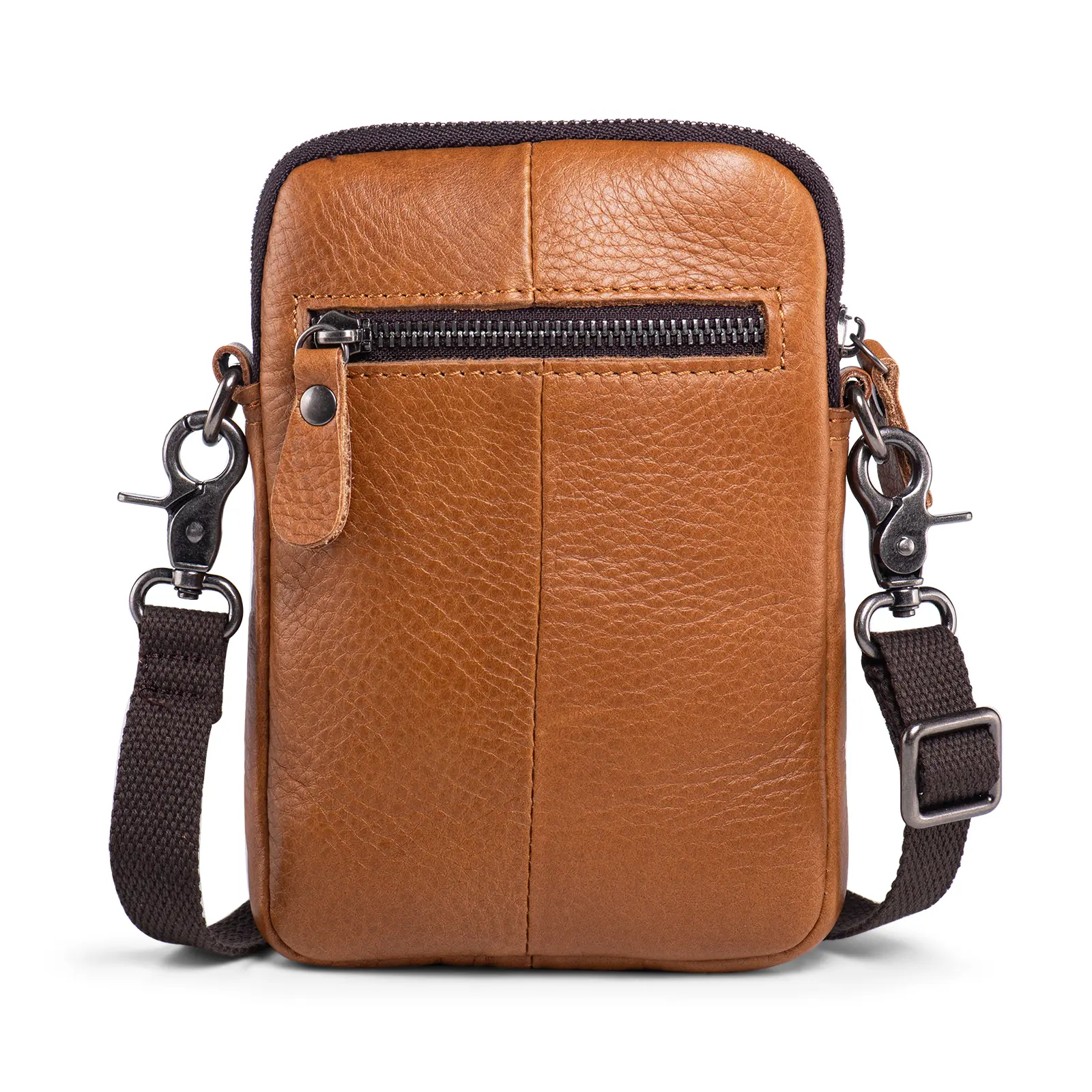 Genuine Leather Crossbody Phone Purse Wallet Shoulder Bag for Men and Women, Cell Phone Pouch Fits iPhone 16 Pro Max, 15 Pro Max, 14 Pro Max, Samsung Galaxy S24 Ultra, S23 Ultra, Stylish Compact Travel Bag with Secure Zip for Daily Essentials