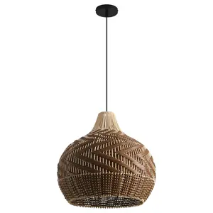 19" Tyrone Bohemian Handwoven Rattan Island Pendant Light