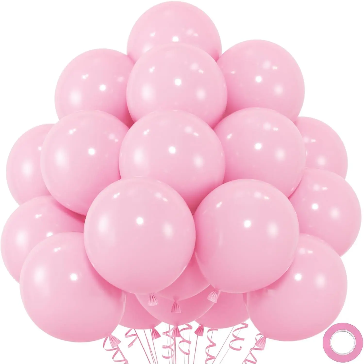 50 count Pastel  Balloons 12 Inch Light  Latex Balloons For  Shower, , Wedding, Birthday, Valentine's Day Party Decorations (With Ribbon & Adhesive Glues)
