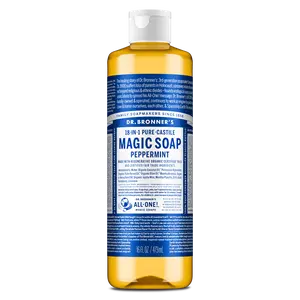 Dr. Bronner's Magic Soap - Peppermint- Pure-Castile Liquid Soap - 16 fl oz – for Face, Body Wash, Hands
