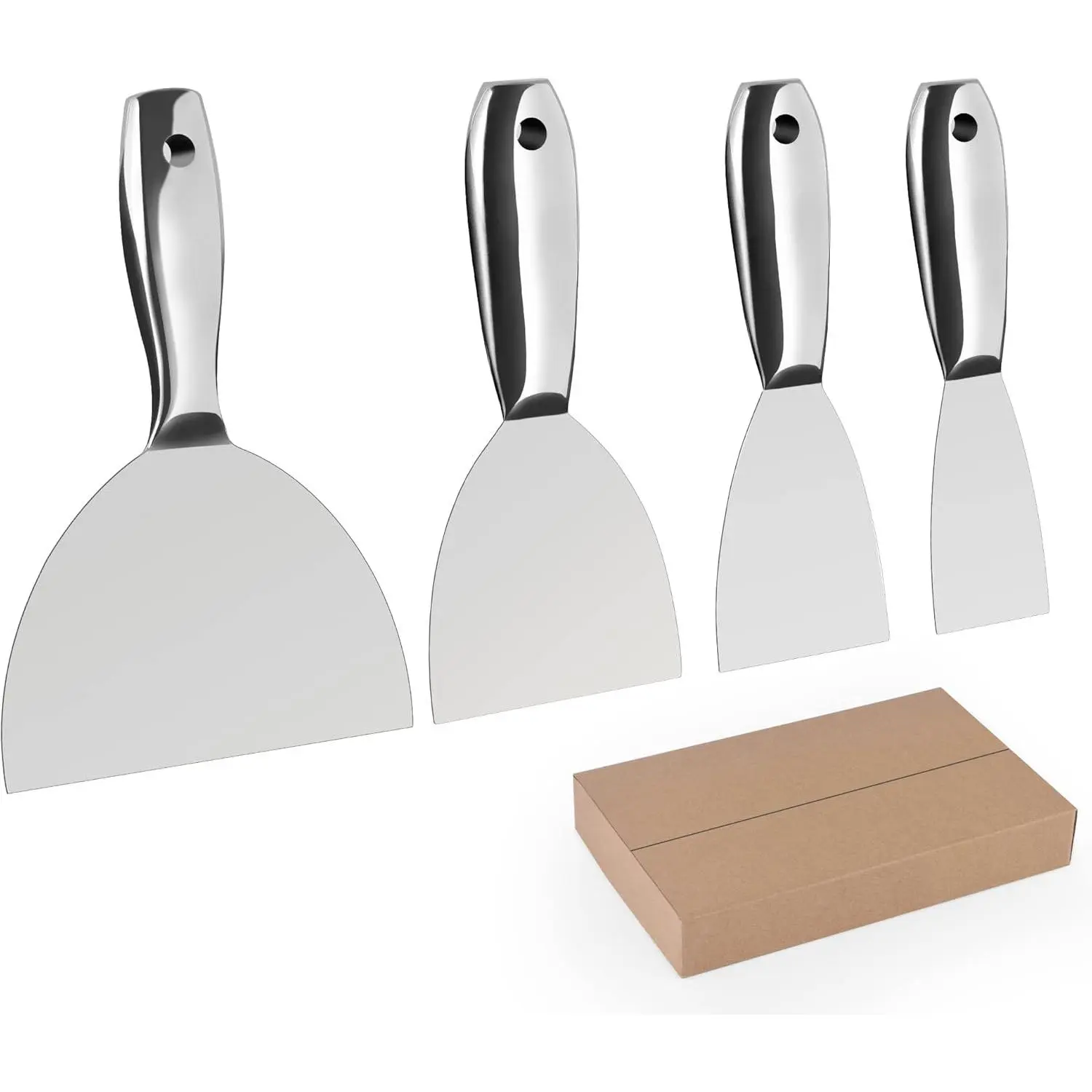 Putty Knife Set 4 PCS 2" 3" 4" 6" One Piece Premium Polished All-Stainless Steel Scraper Tool for Drywall Finishing Professional Grade Blade Scraping Paint  Taping