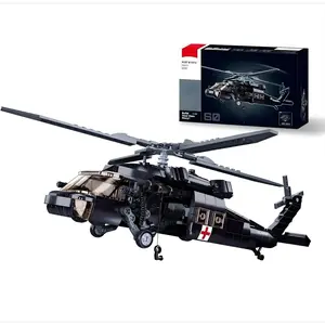 UH-60 Black Hawk Helicopter Military Set, 692PCS Army Airplane Building Bricks, Rescue Helicopter Model Kit with 4 Soldier Minifigures, Gift for Kids 6-12, Compatible Building Bricks