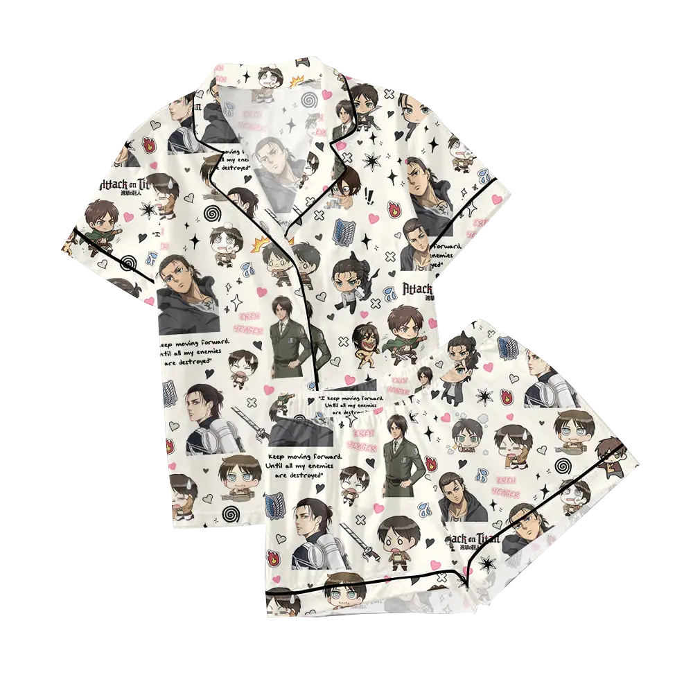 Attack on Titan Anima Manga Pajamas, Levi Eren Mikasa AOT Pajama Set Sleep Cloth Soft Silky Comfortable Pjms Gift For Fan