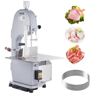 VEVOR Commercial Electric Meat Bandsaw,  1100W Stainless Steel Countertop Bone Sawing Machine, Workbeach 19.3" x 15", 0.16-7.9 Inch Cutting Thickness, Frozen Meat Cutter with 6 Blades for Rib Pork Beef