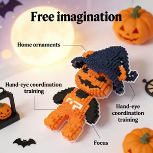Creative Halloween Pumpkin Bear Building Block Model, 1688pcs, Original Authentic, New 2026 Design, Perfect Gift, DIY Craft Decor