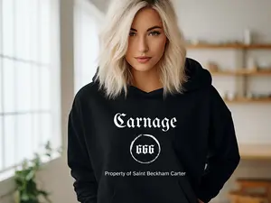 Carnage Hoodie, Property Of Saint Beckham Carter Shirt, The Lords, Ryat, Shantel Tessier, BookTok, Dark Romance Merch, College, Smut, Spicy, Chili Peppers Unisex Soft Comfort Crewneck Pullover Long Sleeves Graphic Fabric Sweater