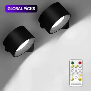 LED Wall Mounted, USB Rechargeable 360° Adjustable Angle Wall Light Indoor Decorative Light Home Decor Light With Remote Control & Accessory For Bedroom, Display Wall, Cabinet, Hallway #GLOBAL PICKS