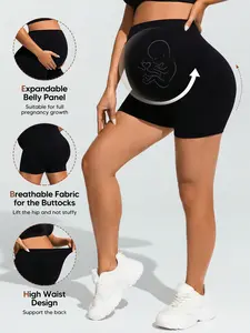 Pregnant Women's Solid Color Elastic Waist Casual Fitness Shorts