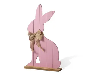 Glitzhome 24"H Easter Wooden Pink Bunny Porch Decor Glitzhome 24"H Easter Wooden Pink Bunny Porch Decor