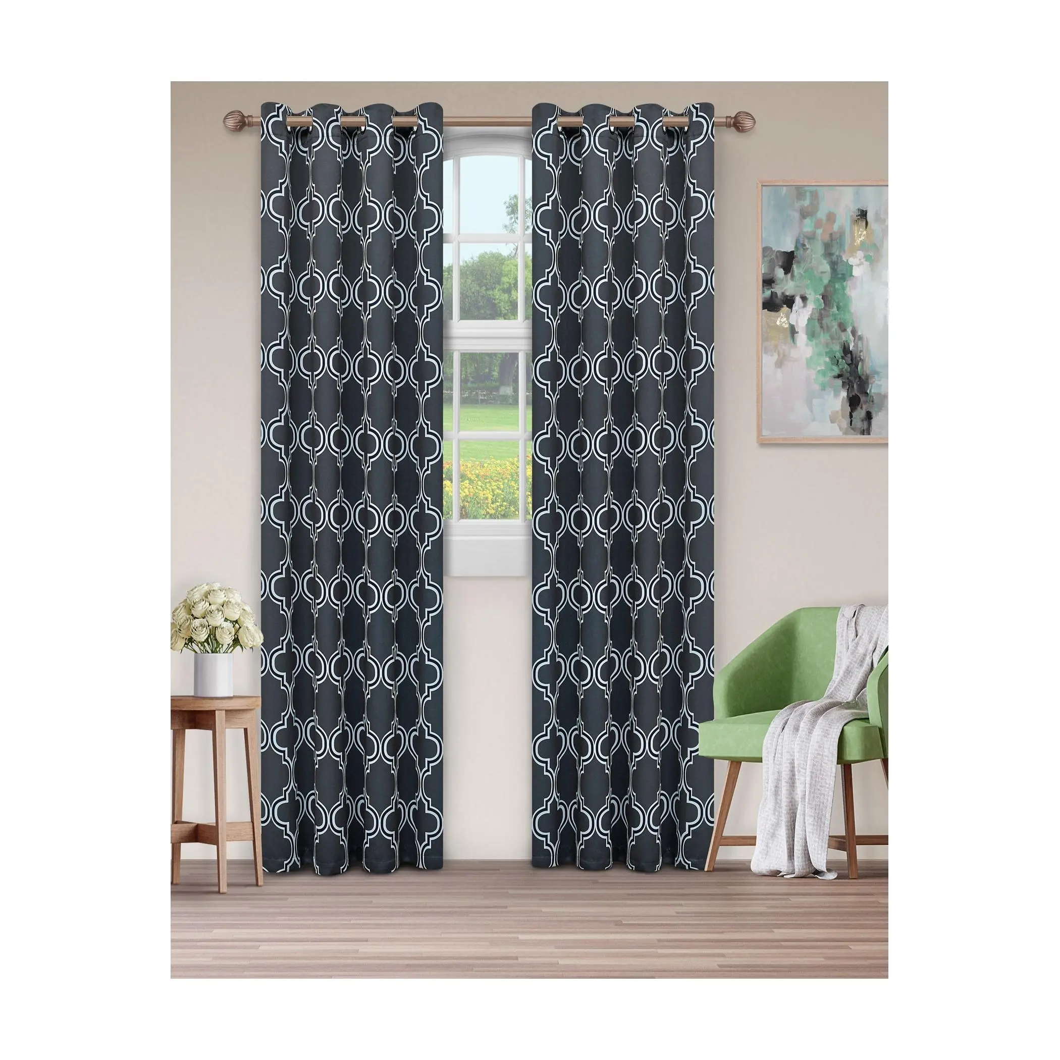 Superior Bohemian Trellis Blackout GrommetCurtains 52x63