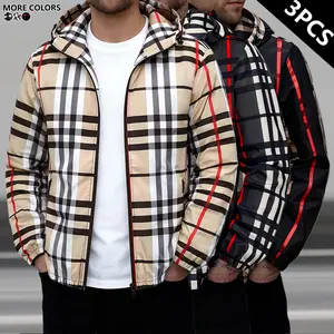 Clean Gent   men's lightweight thin hooded jacket with adjustable drawstring and colorful striped zipper, stylish and comfortable top, suitable for everyday casual wear for men