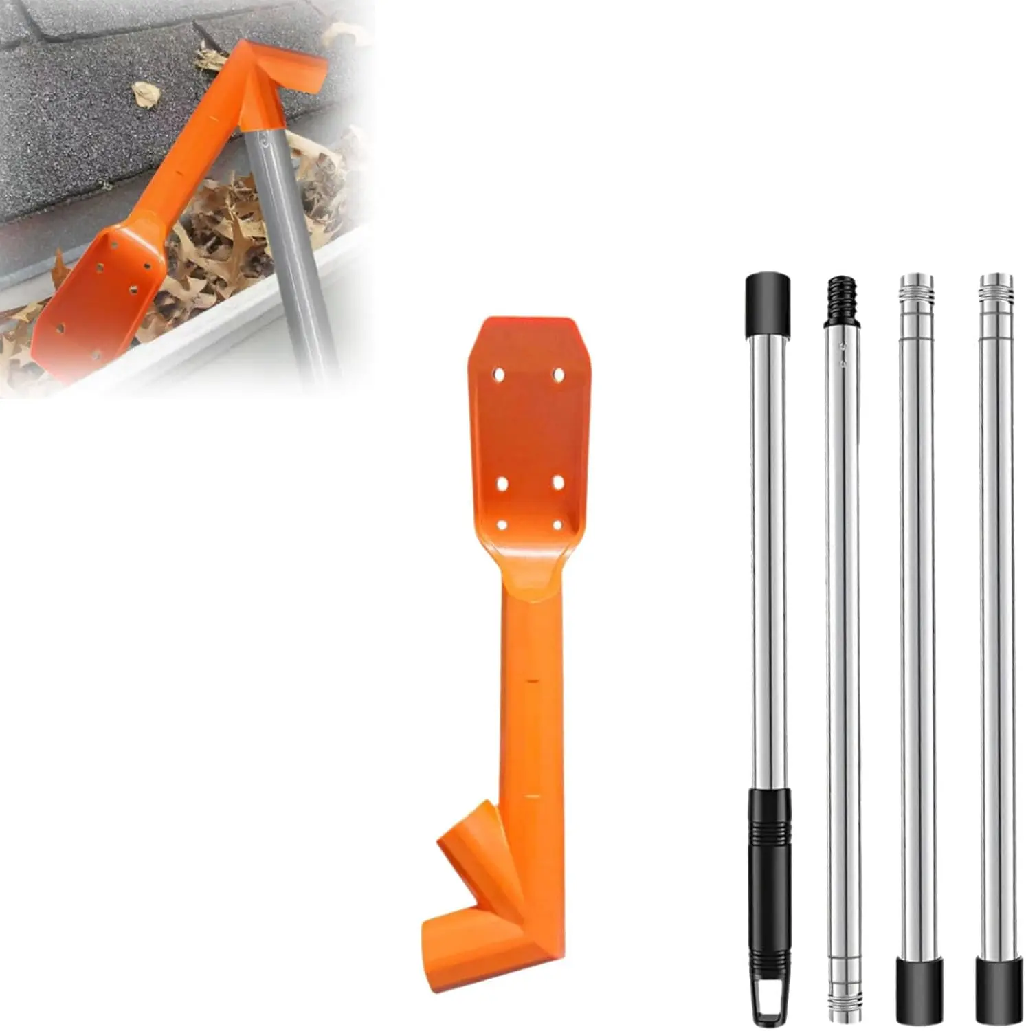 No-Climb Gutter Cleaning Tool, No Ladder Gutter Cleaner from The Ground, Gutter Cleaning Scoop With Extension Pole, Cleaning Hook For Removing Tangled Debris, Roof & Yard Maintenance