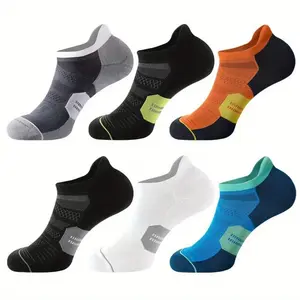 6 Pairs Athletic Arch Support Breathable Cotton Blend Anti-Odor Cushioned Ankle Durable Moisture-Wicking Short Socks For Running Sports