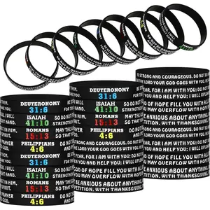 32 Pieces Bible Verses Bracelets Motivational Christian Rubber Bracelets Scripture Faith Hope Wristbands for Men Women