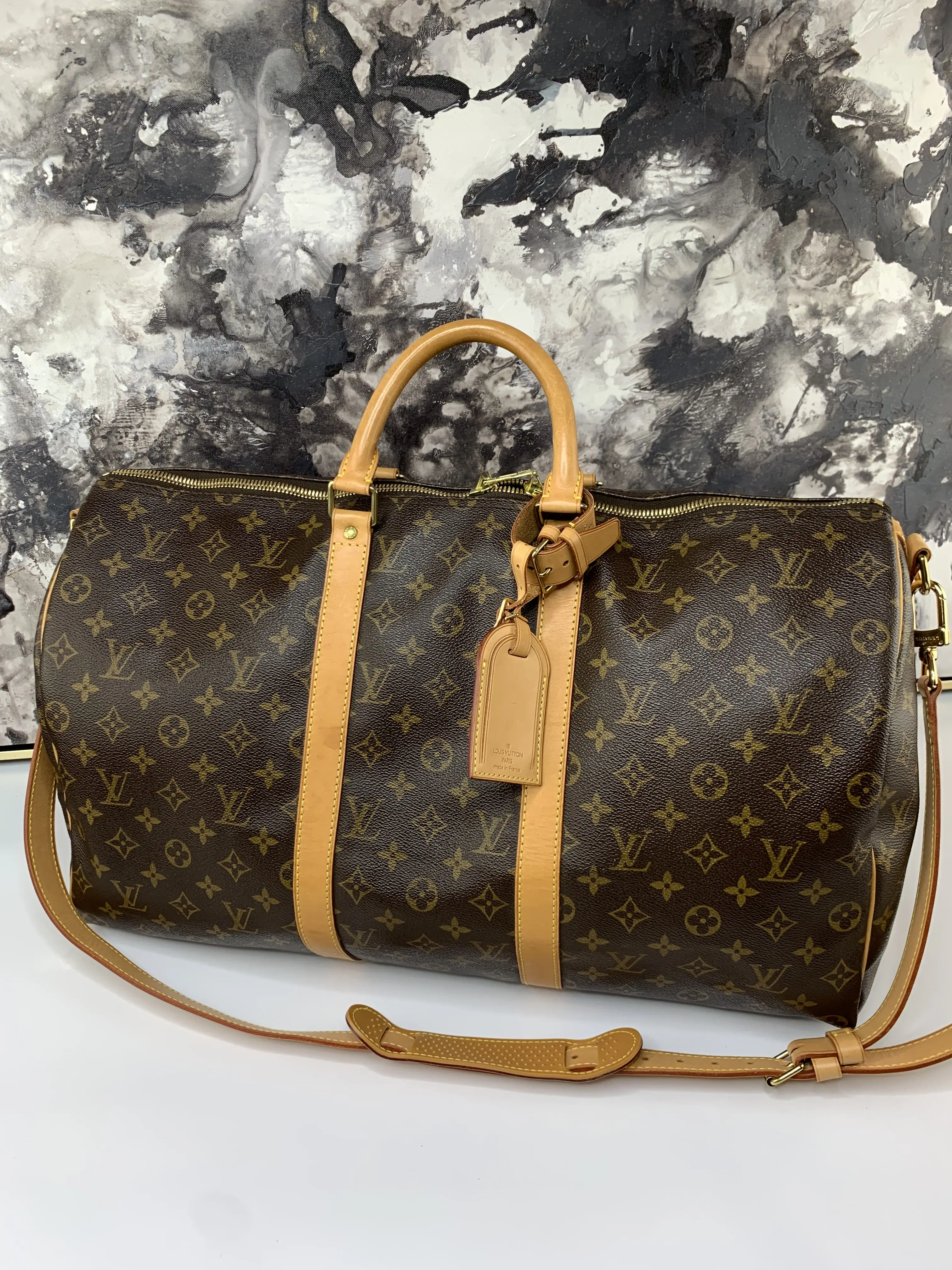 Pre-owned Louis Vuitton canvas Travel Bags Keepall 50 Bandouliere
