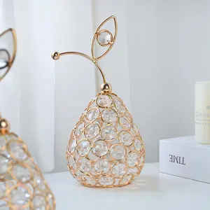 Crystal Fruit Design Table Ornament, 1 Count Elegant Metal Hollow Out Design Tea Light Candle Holder Decoration, Wedding Table Centerpiece, Home Decor, Home Goods, Ornaments