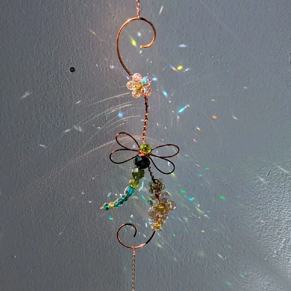 Handmade Floral Dragonfly Crystal Suncatcher | Wire Wrapped Window Hanging | Rainbow Sun Catcher | Garden Decor | Nature Inspired Gift