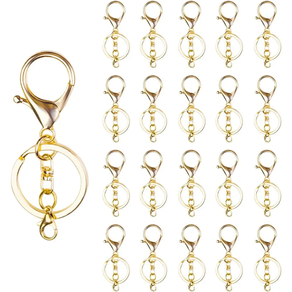 20sets Lobster Claw Clasps Hook with Flat Split Keychain Ring with Swivel Trigger Clip with Little Lobster Clasp for DIY Craft Jewelry Making summerwins