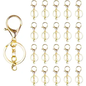 20sets Lobster Claw Clasps Hook with Flat Split Keychain Ring with Swivel Trigger Clip with Little Lobster Clasp for DIY Craft Jewelry Making