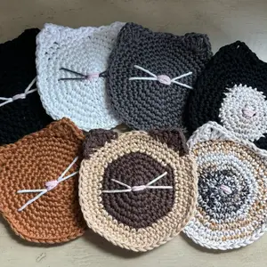 crochet cat coaster