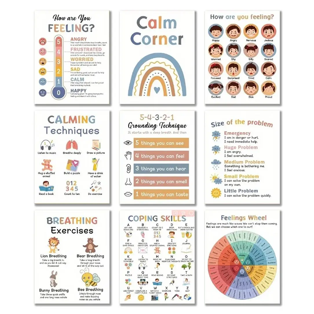 Calm Corner Poster, 9 Counts/set Classroom Supplies Charts, Classroom ...