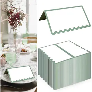 150 PCS Sage Green Place Cards for Table Setting,Blank Place Cards,Wedding Name Cards,Seating Cards,2 x 3.5 Inch Scalloped Tent Cards for Birthday Wedding Holiday Dinner Party