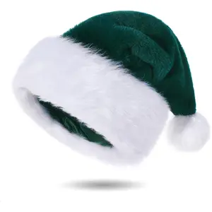 Santa Hats for Adults, Unisex Velvet Touch Comfort Christmas Hats for New Year Festive Party Christmas Supplies