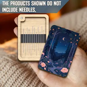 1set Sewing Supplies Storage Box, Spring Flower Theme Needle Holder, Magnetic Needle Case, Sewing Needle Case, Magnetic Needle Holder, Sewing Essential, Magnetic Design Perfect Closure, Durable Wooden Box, Decorative Wooden Box, Sewing Supplies Crafts