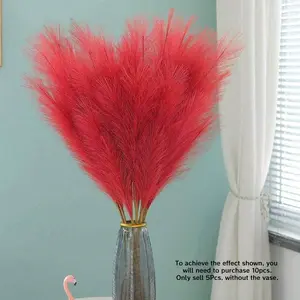 5pcs Artificial Rush Grass Decor, Plush Grass Decoration, Long Faux Ball Flowers for Room Decor, Decorative Flower Arrangement, Holiday or Daily Arrangements, Home Decor