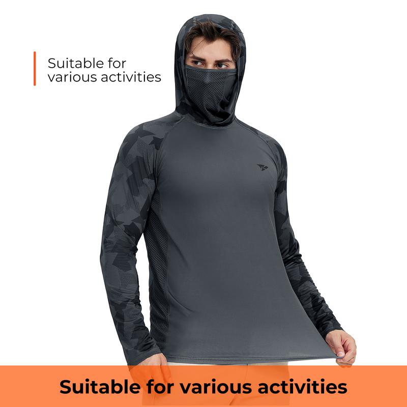 RODEEL 915 Sun Hoodie Shirts with Mask Neck Gaiter Men UPF 50+ UV Protection Raglan Long Sleeve Lightweight Quick Dry Moisture Wicking Breathable Cooling Athletic Activewear for Outdoor Hiking Fishing Boating Biking Sport Construction Roofing Landscaping RODEEL 915 Sun Hoodie Shirts with Mask Neck Gaiter Men UPF 50+ UV Protection Raglan Long Sleeve Lightweight Quick Dry Moisture Wicking Breathable Cooling Athletic Activewear for Outdoor Hiking Fishing Boating Biking Sport Construction Roofing Landscaping