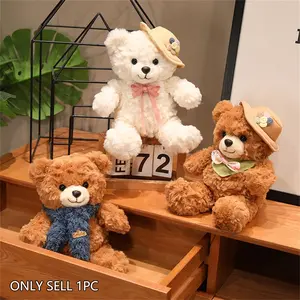 Teddy Bear Plush Toy with Hat Scarf, Soft Fluffy Stuffed Animal, Room Decoration, Birthday Gift, Mother's Day, Graduation, Wedding Present