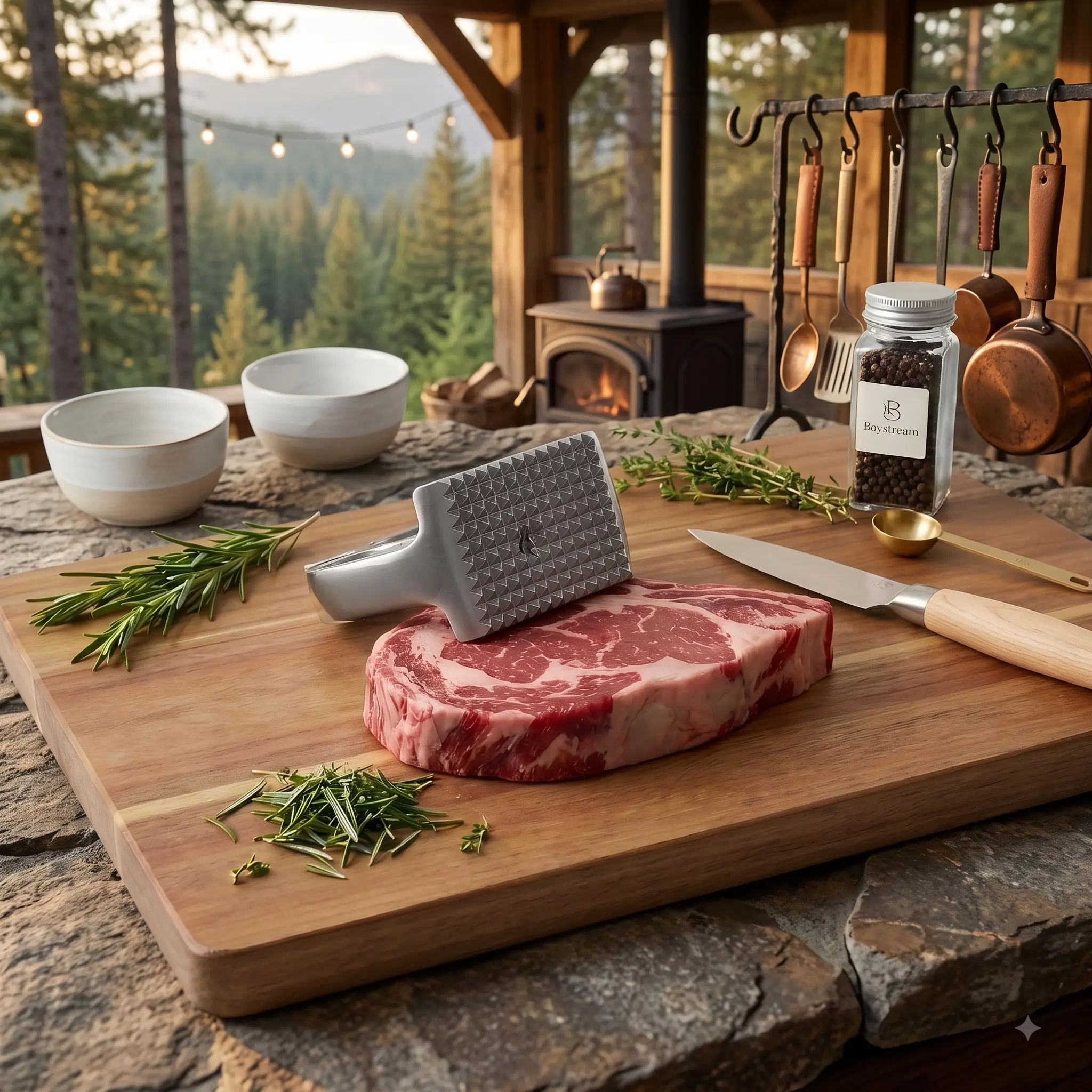 Meat Tenderizer Mallet - Heavy-Duty Die-Cast Metal Kitchenware, Ergonomic Handle Cooking Utensil for Steak, BBQ Prep