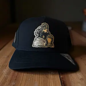 Dios Por Delante Black SnapBack Hat for Men with Unique Gold Logo Design