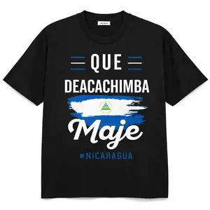 Women's Casual Short-Sleeve Streetwear Top - Unisex Nicaragua Flag T-Shirt with Nicoya Pinoleros Nica Designs